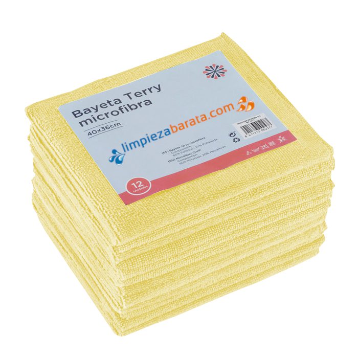 Pack 12 Bayetas Terry microfibra amarilla